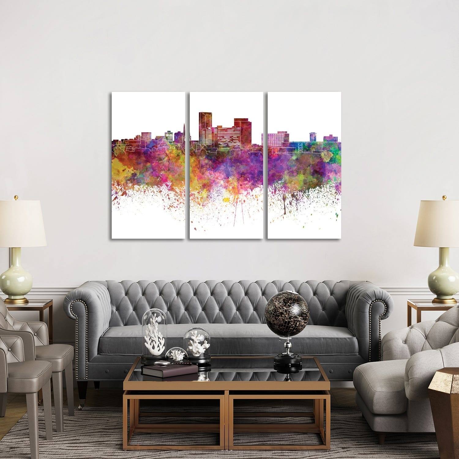 iCanvas "Lexington Skyline In Watercolor" by Paul Rommer 3Piece Wall